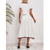 imageImily Bela Womens 2 Piece Sweater Outfits Sets Short Sleeve V Neck Crop Top Knit Midi Long Pleated Skirt DressesRed
