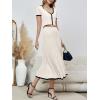 imageImily Bela Womens 2 Piece Sweater Outfits Sets Short Sleeve V Neck Crop Top Knit Midi Long Pleated Skirt DressesWhite