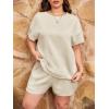 imageImily Bela Womens Loungewear Set Short Sleeve Tops and Shorts 2 Piece Outfits Plus Size Oversized Pajama Set with PocketsBeige