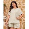 imageImily Bela Womens Loungewear Set Short Sleeve Tops and Shorts 2 Piece Outfits Plus Size Oversized Pajama Set with PocketsBeige