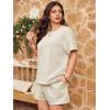 imageImily Bela Womens Loungewear Set Short Sleeve Tops and Shorts 2 Piece Outfits Plus Size Oversized Pajama Set with PocketsBeige