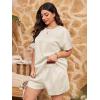 imageImily Bela Womens Loungewear Set Short Sleeve Tops and Shorts 2 Piece Outfits Plus Size Oversized Pajama Set with PocketsBeige