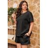 imageImily Bela Womens Loungewear Set Short Sleeve Tops and Shorts 2 Piece Outfits Plus Size Oversized Pajama Set with PocketsBlack