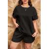 imageImily Bela Womens Loungewear Set Short Sleeve Tops and Shorts 2 Piece Outfits Plus Size Oversized Pajama Set with PocketsBlack