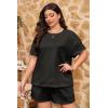 imageImily Bela Womens Loungewear Set Short Sleeve Tops and Shorts 2 Piece Outfits Plus Size Oversized Pajama Set with PocketsBlack