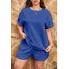 imageImily Bela Womens Loungewear Set Short Sleeve Tops and Shorts 2 Piece Outfits Plus Size Oversized Pajama Set with PocketsBlue