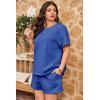 imageImily Bela Womens Loungewear Set Short Sleeve Tops and Shorts 2 Piece Outfits Plus Size Oversized Pajama Set with PocketsBlue