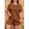 imageImily Bela Womens Loungewear Set Short Sleeve Tops and Shorts 2 Piece Outfits Plus Size Oversized Pajama Set with PocketsBrown