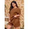 imageImily Bela Womens Loungewear Set Short Sleeve Tops and Shorts 2 Piece Outfits Plus Size Oversized Pajama Set with PocketsBrown