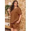 imageImily Bela Womens Loungewear Set Short Sleeve Tops and Shorts 2 Piece Outfits Plus Size Oversized Pajama Set with PocketsBrown