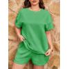 imageImily Bela Womens Loungewear Set Short Sleeve Tops and Shorts 2 Piece Outfits Plus Size Oversized Pajama Set with PocketsGreen
