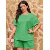 imageImily Bela Womens Loungewear Set Short Sleeve Tops and Shorts 2 Piece Outfits Plus Size Oversized Pajama Set with PocketsGreen