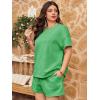 imageImily Bela Womens Loungewear Set Short Sleeve Tops and Shorts 2 Piece Outfits Plus Size Oversized Pajama Set with PocketsGreen