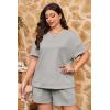 imageImily Bela Womens Loungewear Set Short Sleeve Tops and Shorts 2 Piece Outfits Plus Size Oversized Pajama Set with PocketsGrey