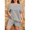 imageImily Bela Womens Loungewear Set Short Sleeve Tops and Shorts 2 Piece Outfits Plus Size Oversized Pajama Set with PocketsGrey
