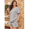 imageImily Bela Womens Loungewear Set Short Sleeve Tops and Shorts 2 Piece Outfits Plus Size Oversized Pajama Set with PocketsGrey