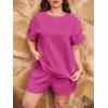 imageImily Bela Womens Loungewear Set Short Sleeve Tops and Shorts 2 Piece Outfits Plus Size Oversized Pajama Set with PocketsHot Pink