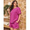 imageImily Bela Womens Loungewear Set Short Sleeve Tops and Shorts 2 Piece Outfits Plus Size Oversized Pajama Set with PocketsHot Pink