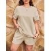 imageImily Bela Womens Loungewear Set Short Sleeve Tops and Shorts 2 Piece Outfits Plus Size Oversized Pajama Set with PocketsKhaki
