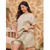 imageImily Bela Womens Loungewear Set Short Sleeve Tops and Shorts 2 Piece Outfits Plus Size Oversized Pajama Set with PocketsKhaki