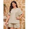 imageImily Bela Womens Loungewear Set Short Sleeve Tops and Shorts 2 Piece Outfits Plus Size Oversized Pajama Set with PocketsKhaki