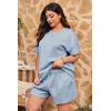 imageImily Bela Womens Loungewear Set Short Sleeve Tops and Shorts 2 Piece Outfits Plus Size Oversized Pajama Set with PocketsLight Blue