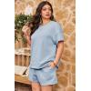 imageImily Bela Womens Loungewear Set Short Sleeve Tops and Shorts 2 Piece Outfits Plus Size Oversized Pajama Set with PocketsLight Blue