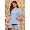imageImily Bela Womens Loungewear Set Short Sleeve Tops and Shorts 2 Piece Outfits Plus Size Oversized Pajama Set with PocketsLight Blue
