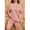 imageImily Bela Womens Loungewear Set Short Sleeve Tops and Shorts 2 Piece Outfits Plus Size Oversized Pajama Set with PocketsPink