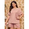 imageImily Bela Womens Loungewear Set Short Sleeve Tops and Shorts 2 Piece Outfits Plus Size Oversized Pajama Set with PocketsPink