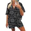imageImily Bela Womens 2 Piece Beach Outfits Short Sleeve Tops Lounge Shorts Summer Vocation Tracksuit Sets