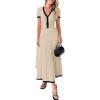 imageImily Bela Womens 2 Piece Sweater Outfits Sets Short Sleeve V Neck Crop Top Knit Midi Long Pleated Skirt DressesBeige