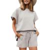 imageImily Bela Womens Loungewear Set Short Sleeve Tops and Shorts 2 Piece Outfits Plus Size Oversized Pajama Set with PocketsGrey