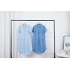 imageImily Bela Women Denim Dress Summer Jean Shirt Dress Short Sleeve Button Down Tie Waist Casual Short DressBlue