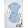 imageImily Bela Women Denim Dress Summer Jean Shirt Dress Short Sleeve Button Down Tie Waist Casual Short DressLight Blue