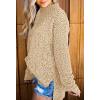 imageImily Bela Womens Fuzzy Knitted Sweater Sherpa Fleece Side Slit Full Sleeve Jumper OutwearsKhaki