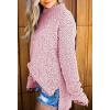 imageImily Bela Womens Fuzzy Knitted Sweater Sherpa Fleece Side Slit Full Sleeve Jumper OutwearsPink