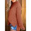 imageImily Bela Womens Fuzzy Knitted Sweater Sherpa Fleece Side Slit Full Sleeve Jumper OutwearsRed Brick