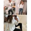 imageImily Bela Womens Fuzzy Knitted Sweater Sherpa Fleece Side Slit Full Sleeve Jumper OutwearsWhite