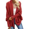 imageImily Bela Womens Kimono Batwing Cable Knitted Slouchy Oversized Wrap Cardigan SweaterRed  Orange