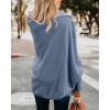 imageImily Bela Womens Kimono Batwing Cable Knitted Slouchy Oversized Wrap Cardigan SweaterZ1blue