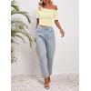 imageImily Bela Womens Off Shoulder Crop Tops Asymmetrical Going Out Short Sleeve Ruched Slim Fit Y2K T ShirtsBeige