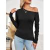 imageImily Bela Womens Off Shoulder Tops Long Sleeve Going Out Y2K Asymmetrical ShirtsBlack