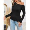 imageImily Bela Womens Off Shoulder Tops Long Sleeve Going Out Y2K Asymmetrical ShirtsBlack