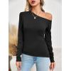 imageImily Bela Womens Off Shoulder Tops Long Sleeve Going Out Y2K Asymmetrical ShirtsBlack
