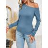 imageImily Bela Womens Off Shoulder Tops Long Sleeve Going Out Y2K Asymmetrical ShirtsBlue