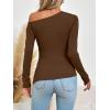 imageImily Bela Womens Off Shoulder Tops Long Sleeve Going Out Y2K Asymmetrical ShirtsCoffee
