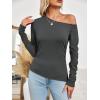 imageImily Bela Womens Off Shoulder Tops Long Sleeve Going Out Y2K Asymmetrical ShirtsGrey