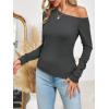 imageImily Bela Womens Off Shoulder Tops Long Sleeve Going Out Y2K Asymmetrical ShirtsGrey