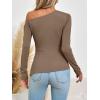 imageImily Bela Womens Off Shoulder Tops Long Sleeve Going Out Y2K Asymmetrical ShirtsKhaki